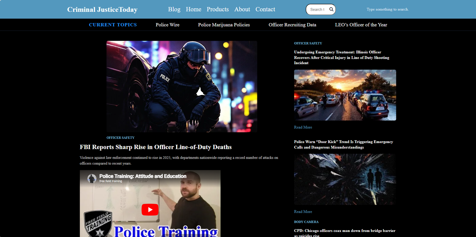 Screenshot of Criminal Justice Today homepage